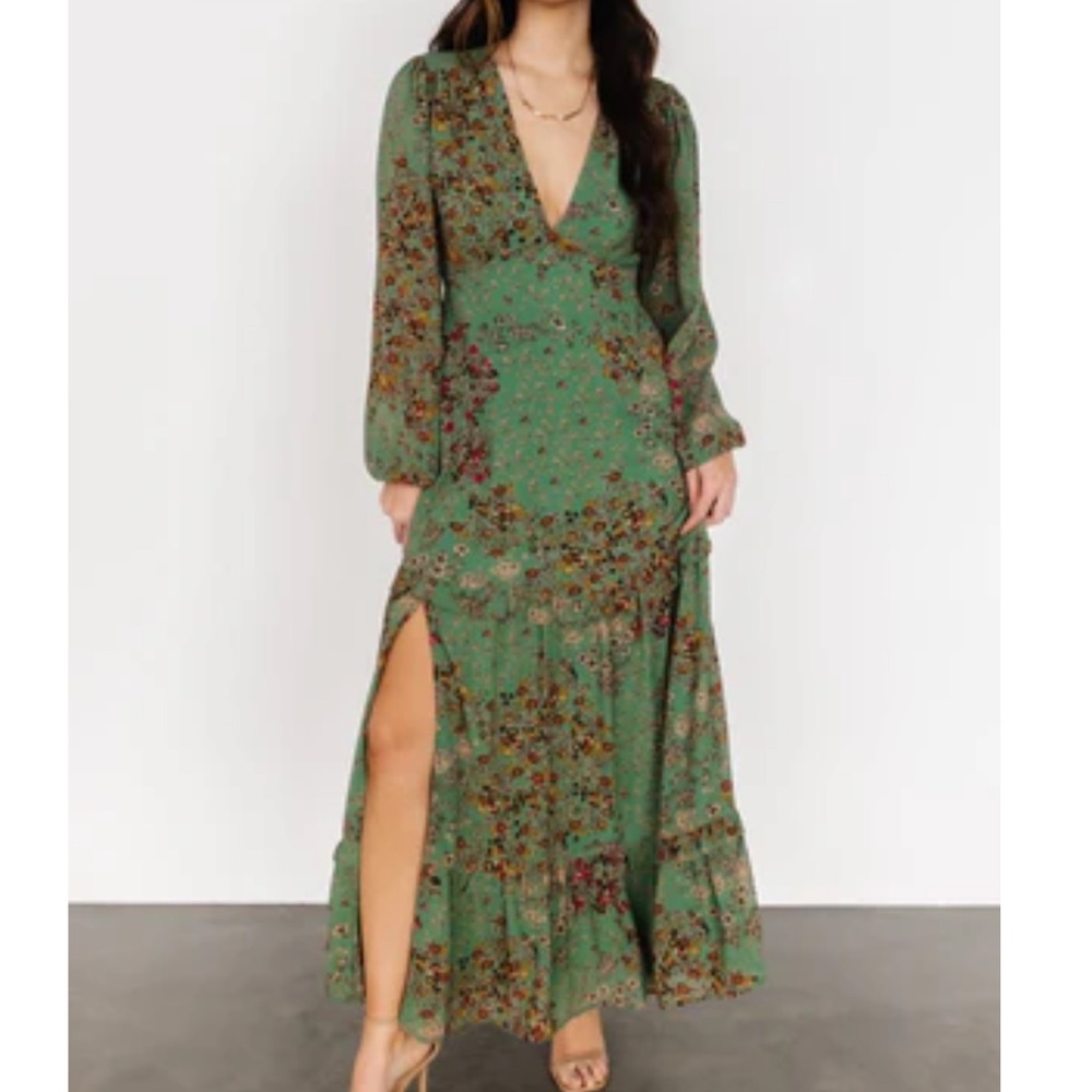 Baltic Born Green Floral Long Sleeve Dress